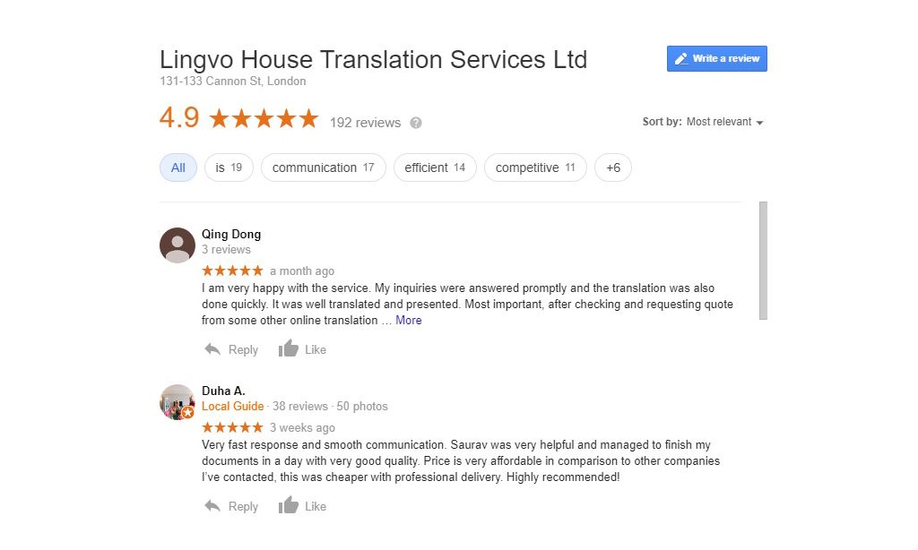 Lingvohouse-Google-reviews