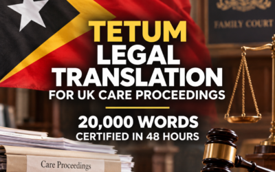 Tetum Legal Translation for UK Care Proceedings — 20,000 Words Certified in 48 Hours